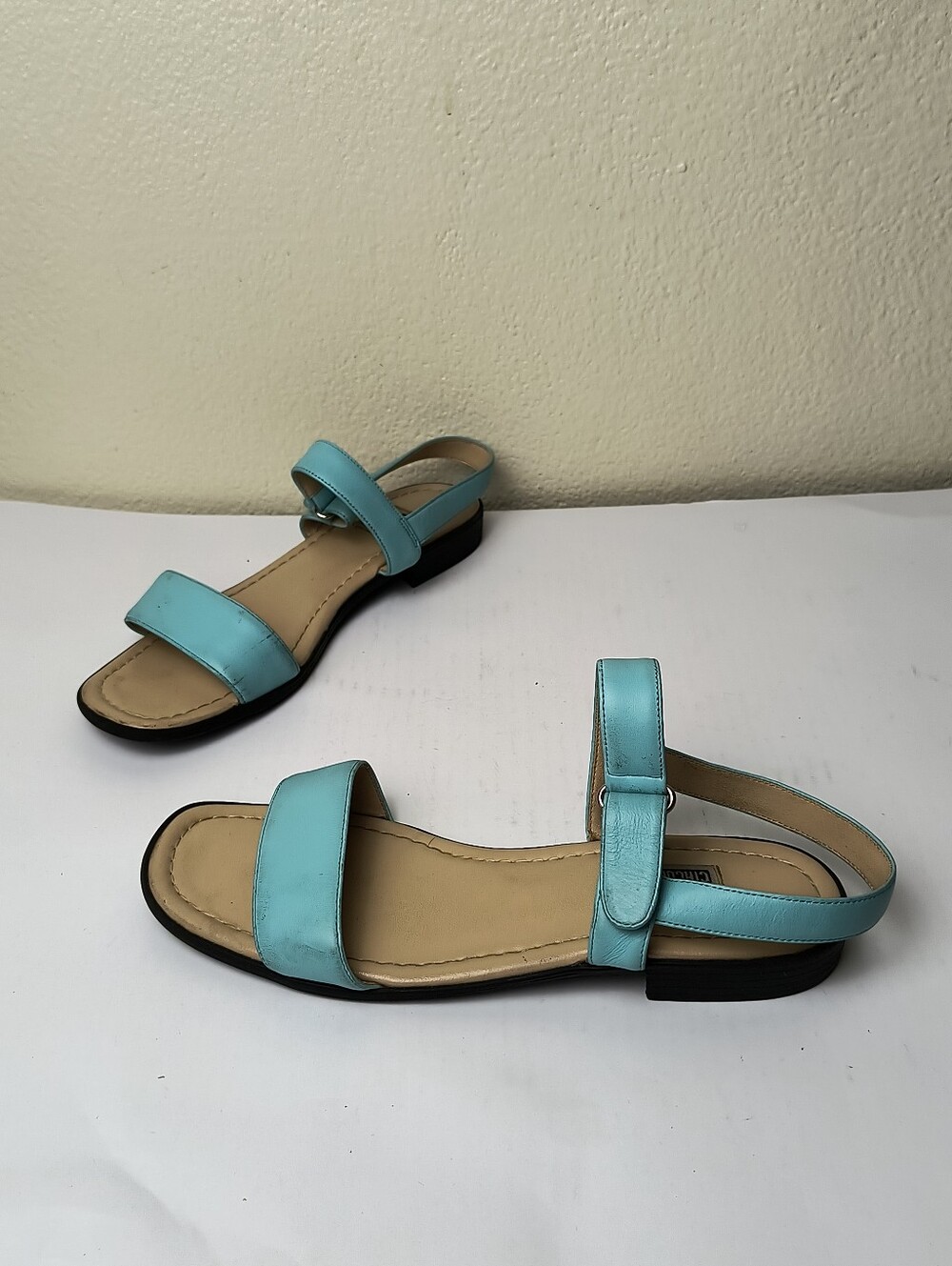 Color Circuit Women’s 5M Aqua Two-Strap Flat Sandals with Ankle Strap
